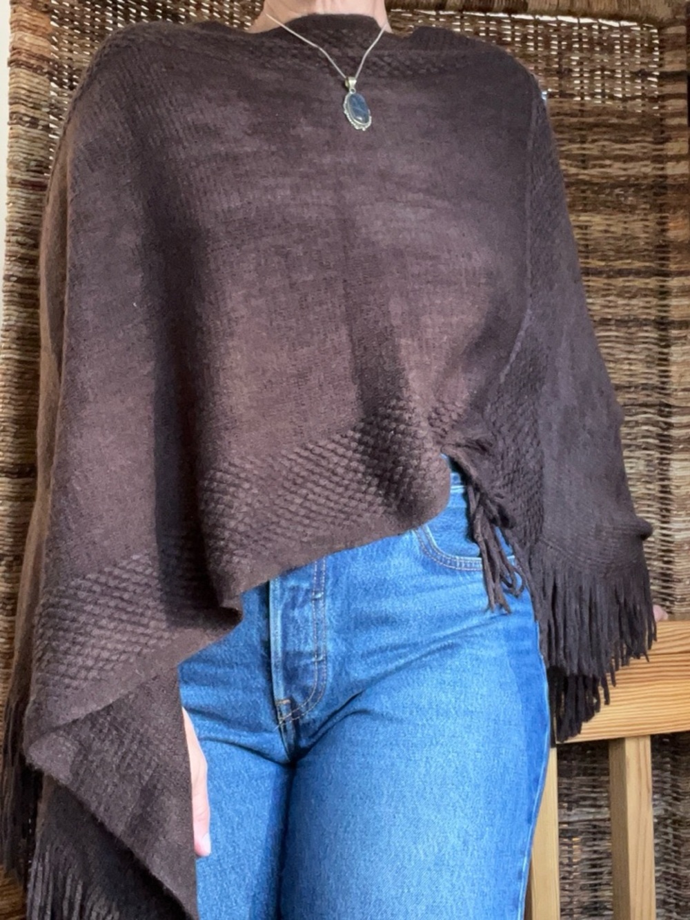 Women’s Poncho Brown Soft Knit